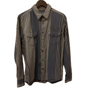 AT Company multi striped XXL casual long sleeve button down shirt tab pockets